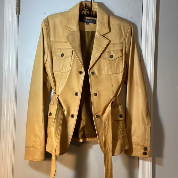 Kenneth Cole tan leather jacket size L - Picture 6 of 9